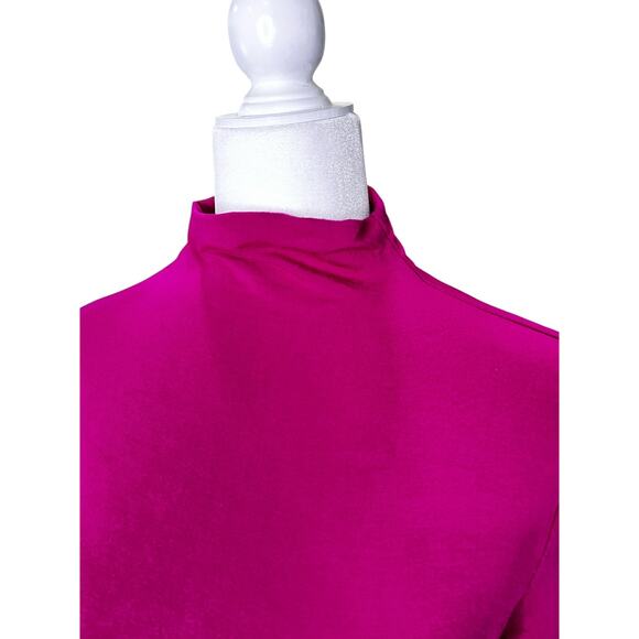 AK Anne Klein Hot Pink Funnel Neck 3/4 Sleeve Modal Spandex Top - Picture 3 of 7